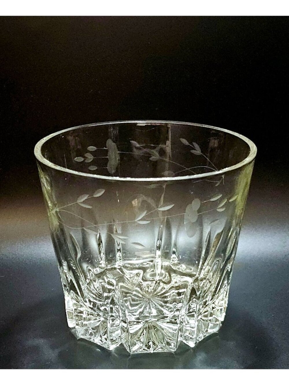 Princess House Heritage Ice Bucket 5.5" Crystal floral etched glass barware wedd